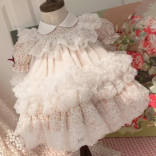 Baby Girl Summer Floral Lace Vintage Spanish Lolita Princess Dress for Girl Birthday Easter Party ball gown Dress