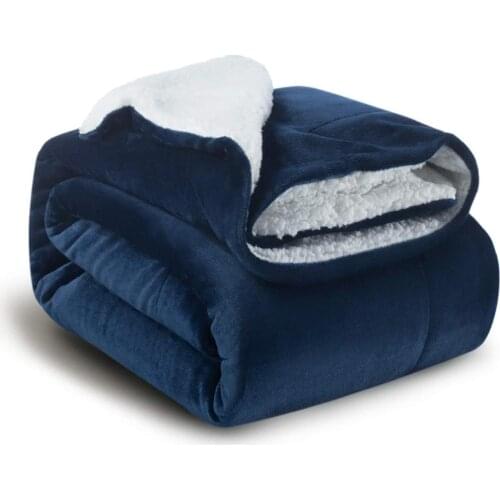 LISM Sherpa Fleece Blanket Throw Size Navy Blue Plush Throw Blanket Fuzzy Soft Blanket Microfiber