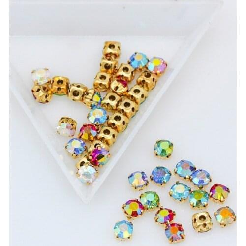 Lots 3/4/5/6mm Shiny AB Crystal Glass Sew on Rhinestone Crystal For Clothes Dress Handbag Claw Sewing Rhinestone Decoration DIY