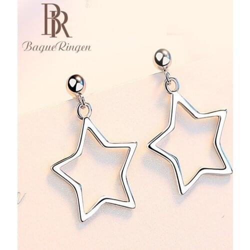 Begua Ringen 925 Sterling Silver Star Shaped Fashion Women Earrings Simple Style Jewelry Gift For Girls Wholesale