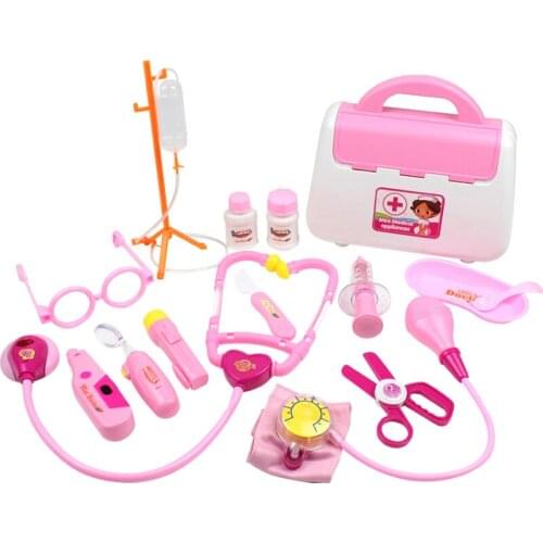 15PCS Kids Doctor Toys Set Mini Simulation Family Doctor Medical Pretend Play Educational Toys For Children Portable Suitcase