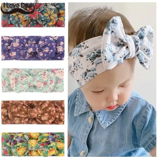 New Boho Baby Girl Headband Printing Bowknot Baby Elastic Hair Bands Cute Newborn Infant Baby Turban Hair Accessories