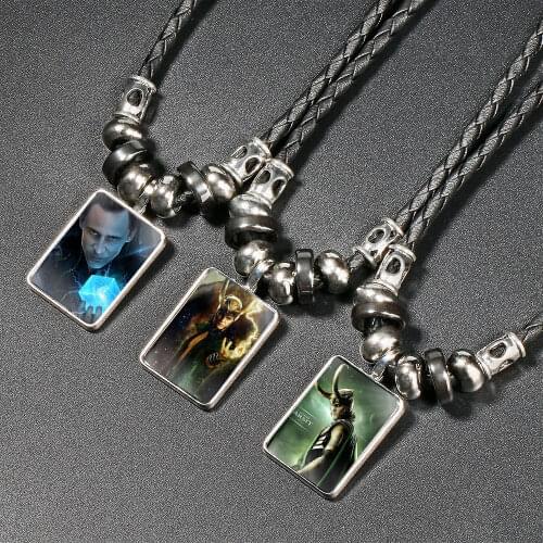 Marvel Avengers Loki necklace leather rope braided necklace jewelry Birthday Gifts Figure Cosplay Toys Children Christmas Gift