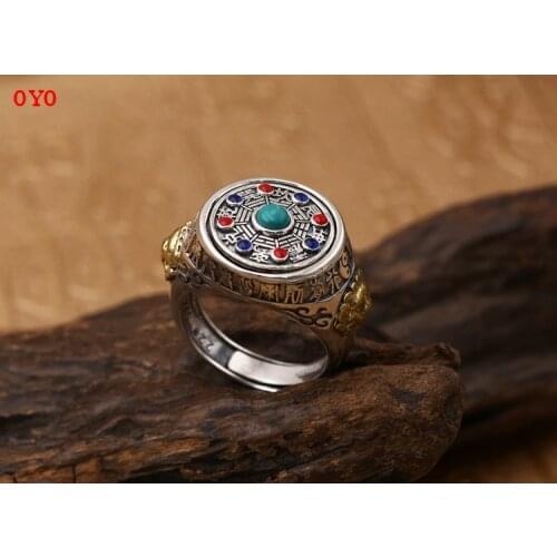 Real 925 sterling silver jewelry mens personality gossip turning open ring