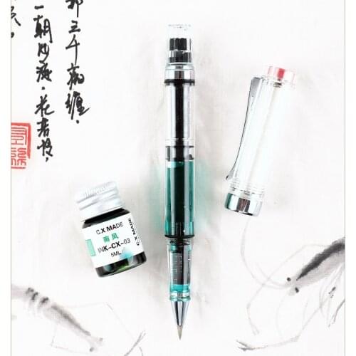 1-Piece Transparent Fountain Brush Pen Ink Refillable Soft Brush Calligraphy Ink Pens for Writing Drawing Outlining