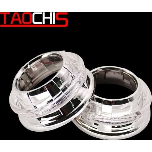 TAOCHIS G105 3.0 inches bi xenon projector lens shroud LED DRL JG car headlights chrome angel eyes white red blue yellow color