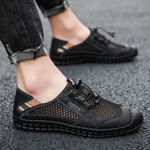Men Summer Casual Shoes 2021 Fashion Breathable Flats Shoes Comfortable Slip On Loafers Men Driving Shoes Big Size 38-48