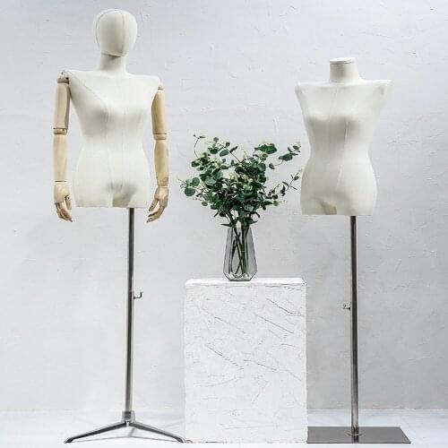 High-Quality No Arm Color Full Female Head Mannequin Body Metal base Wedding Flat chest shoulder Women,Adjustable Rack D402