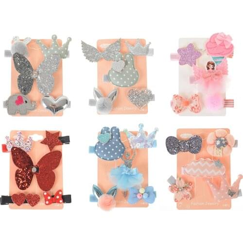 5Pcs Handmade Kids Girls Bowknot Hair Clips Barrette Hairpin Hair Accessorie Cartoon hair clips Barrette headwear