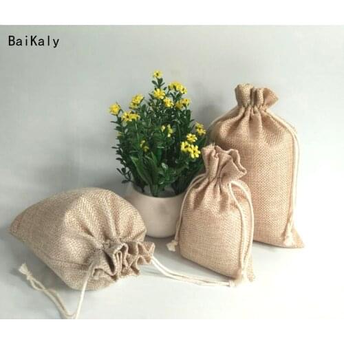 1pcs Burlap Hessian Drawstring Candy Gift Bags Wedding Party Favor Bags Birthday decoration Supplies Jute Linen Gift Bag Pouch
