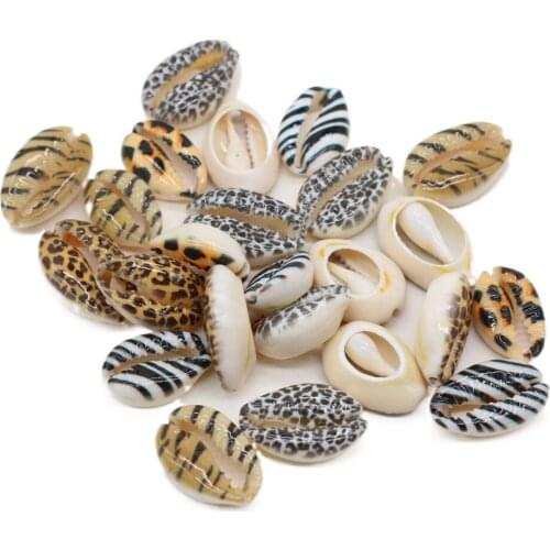 10pc Natural Shell Beads Colorful Painted Leopard Spacer beads for Summer Shell Jewelry Making Bracelet Necklace Accessories
