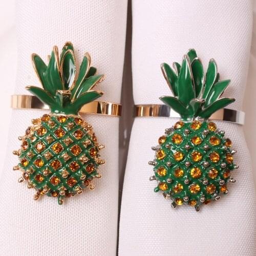 10pcs New product green pineapple napkin ring cloth ring napkin buckle