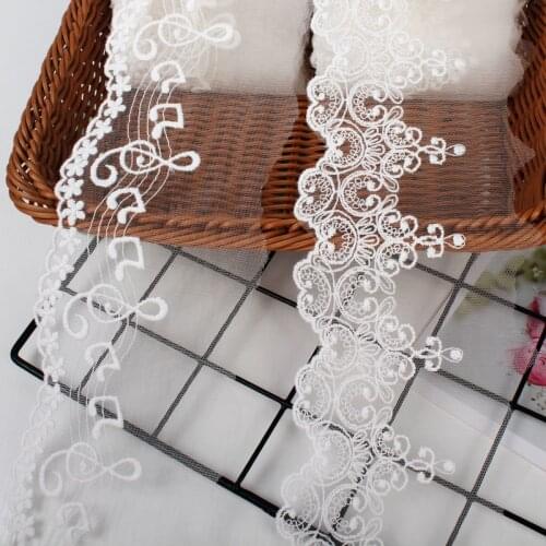 Black white Cotton thread + nylon net Embroidered Mesh Lace Garment lace fabric Trims Trimmings DIY handmade Sewing Accessories
