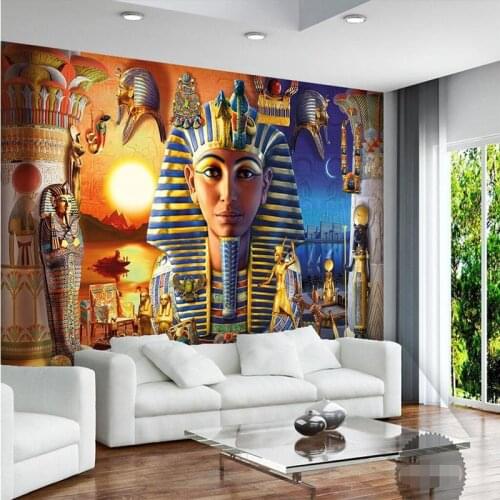 Beibehang wallpaper 3d home decoration picture background modern Egyptian culture ancient civilized art restaurant mural panel