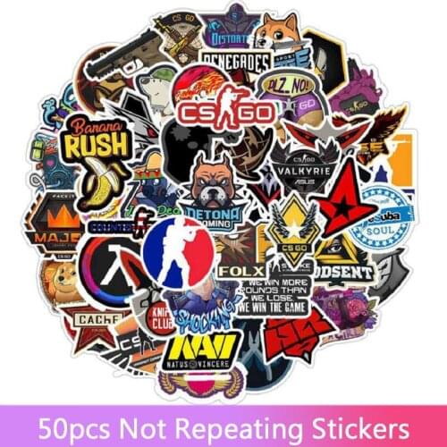 50PCS/Set CS GO Anime Game Stickers Skateboard Laptop Guitar Luggage Funny Cool Graffiti Retro Sticker Kids Gift Toys