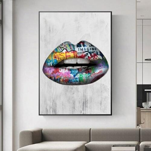 Abstract Sexy Lips Wall Art Paintings Print On Canvas Posters And Prints Graffiti Art Canvas Prints Pop Art Pictures Home Decor