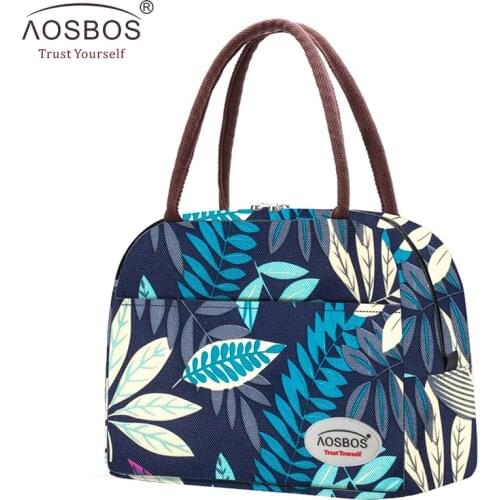 Aosbos Fashion Portable Cooler Lunch Bag Thermal Insulated Multifunction Food Bags Food Picnic Lunch Box Bag for Men Women Kids