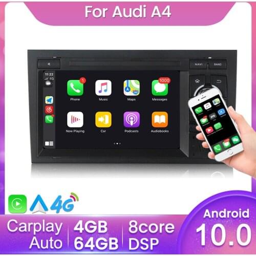 Android 10.0 Car GPS Navigation CarPlay Auto Multimedia Player for Audi A4 B6 2000-2009 S4 RS4 DSP NO 2din DVD Radio Stereo Unit