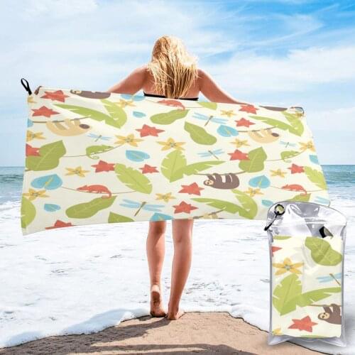 Bath Towel Tropical Leaves Flowers Quick Dry Large Towel Thin Absorbent Soft Towel for Home Travel Camping Swimming Beach Sport