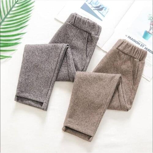 Pants For Kids Girls 2020 Autumn Winter Casual Wool Harem Pants Children New Elastic Waist Trousers Teen Girls Woolen Pants K140