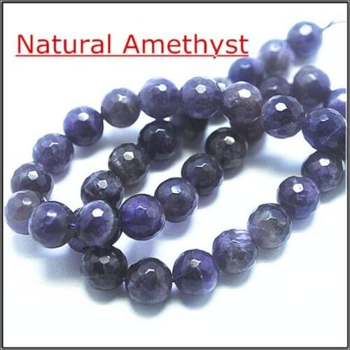 New beads nature stone faceted amethystt stone beads accesories for charms bracelet making size 4mm 6mm 8mm 10mm 12mm