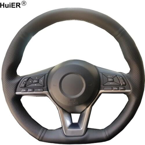 HuiER Hand Sewing Car Steering Wheel Cover For Nissan Kicks X-TRAIL March Rogue Qashqai 2017 2018 2019 Serena Braid on Steering
