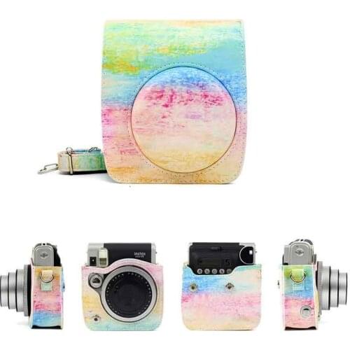 Colorful Pattern PU Leather Camera Bag Case Cover For Fuji Fujifilm Instax Mini 90 Mini90