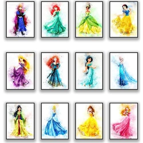 Disney Cartoon Princess Canvas Painting Nordic Wall Art Cuadros Modular Posters and Prints Home Decoration Girl Room Pictures