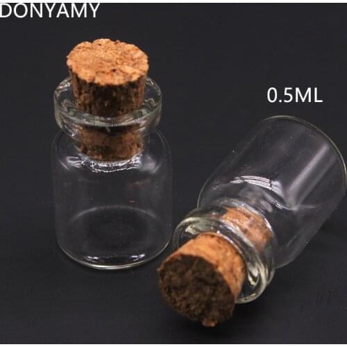DONYAMY 50pcs 0.5ml 10x18mm Small Cute Mini Wishing Cork Stopper Glass Bottles Vials Jars Containers