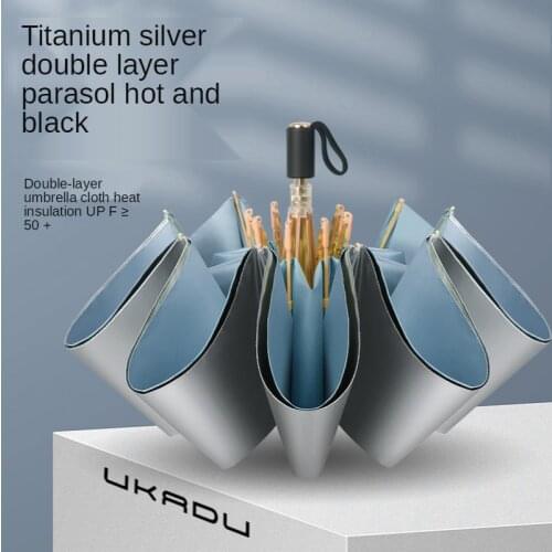 Double titanium silver sunshade double sun protection super UV protection folding sunny and rainy dual use UPF50