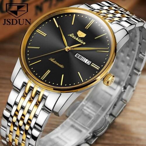 JSDUN 2021 New Fashion Mens Watch Stainless Steel Top Brand Luxury Waterproof Sports Mechanical Mens Watch Relogio Masculino