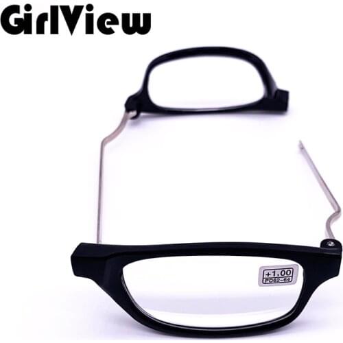 GirlView Verstelbare Opknoping Hals Presbyopie Bril Mannen Permanente Magnetische Draagbare Leesbril Vrouwen Full Frame