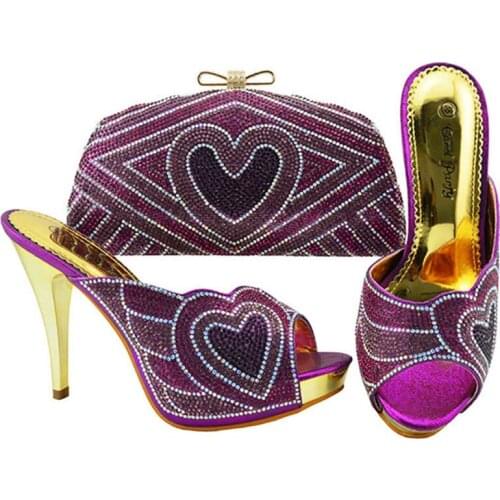 African Shoes And Bag Matching Set With Purple Hot Selling Women Italian Shoes And Bag Set For Party Wedding ! JZC005