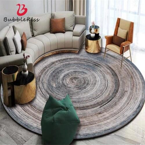 Bubble Kiss Fashion Modern Round Carpet Light Modern Light Luxury Design Ring Pattern Carpet Anti-Slip Bedroom Decor Kids Rug