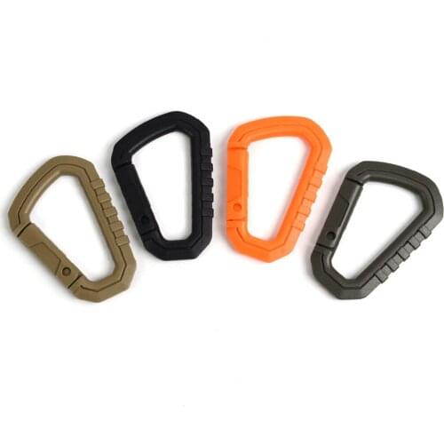 Lightweight Outdoor D-Shaped Backpack Carabiner Clasp Plastic Steel Climbing External Hanging Buckle Keychain Clip Locking Ring