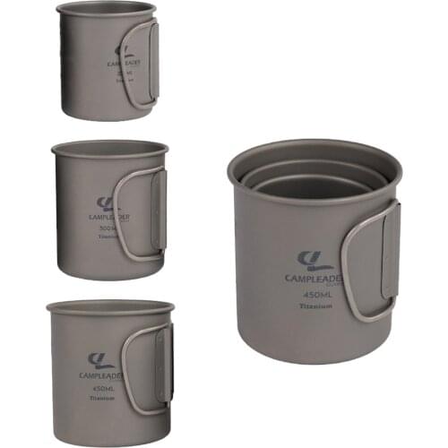 3PCS Cookware Set Titanium Cup Cookware Tea Coffee Water Mug Portable Camping Picnic Water Cup Mug With Foldable Handle