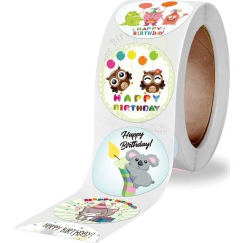 Happy Birthday Stickers Adhesive Labels Kids Adults Birthday Party Gift Cake Outside Box Handmade Cookie Candy Bags Decoration