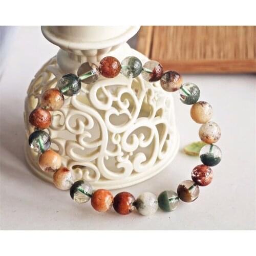 Natural Colorful Phantom Quartz 8.5mm Round Beads Woman Man Bracelets Crystal Bangle Phantom Bracelet Certificate AAAAAA