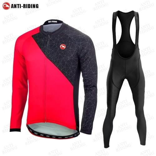 2021 New Men Pro Team Long Sleeve Breathable Cycling Jersey Set Bib Pants Ropa Ciclismo Bicycle Clothing MTB Bike Jersey suit