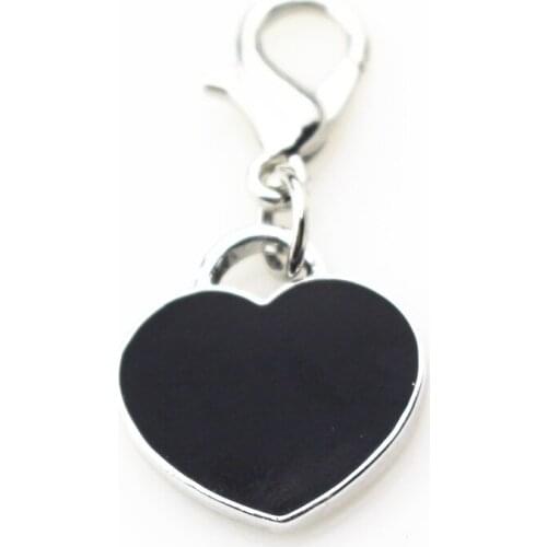 New arrive 20pcs/lot Black hearts charms dangle charms lobster clasp hanging floating charms Diy bracelet pendants jewelry