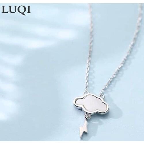 Fashion Womens S925 Silver Platinum Plated Shell Cloud Lightning Pendant Personalized Necklaces 557