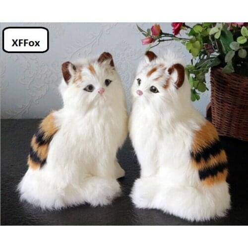 A pair of cute real life sitting cat models plastic&furs simulation cat dolls gift about 20x10x12cm xf1298