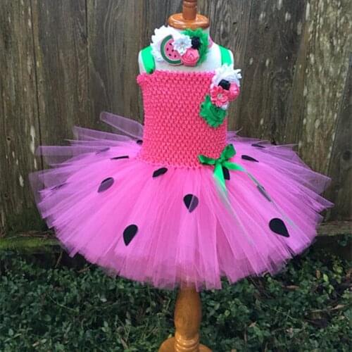 Cute Girls Pink Flower Tutu Dress Baby 2Layer Crochet Tulle Tutus with Dots Ribbon Bow and Headband Kids Party Costume Dresses