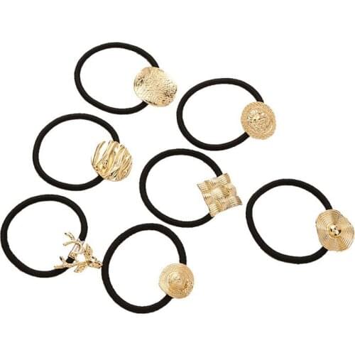 1PCS Classic Round/Square Alloy Pendant Elastic Hair Bands Bow For Girls Hair Tie Scrunchy Kids Hair Accessories For Women JT01