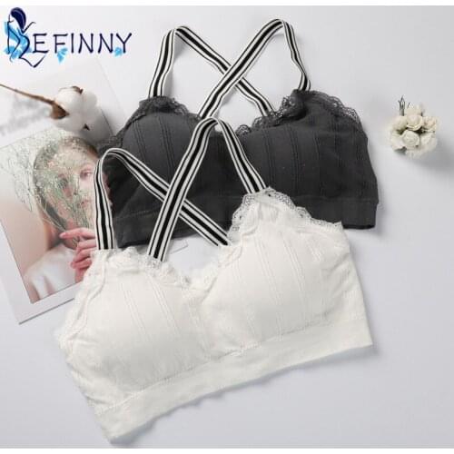 Sexy Women Removable Padded Breathable Underwear Fresh Girl Fashion Striped Straps Bottoming Shakeproof Fitness Safe Bra