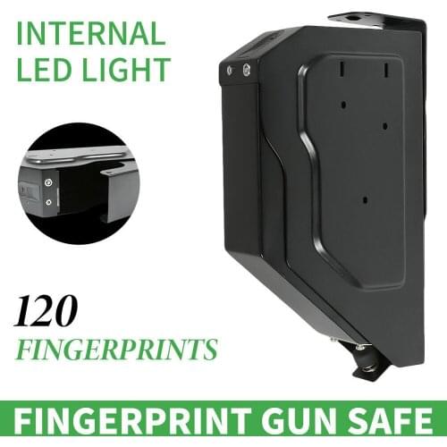 120 Fingerprints Quick Access Handgun Safe Box Vault Combination Lock Wall Mount Gun Security