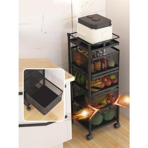 Rotatable Storage Racks Multi Layer Multifunction Vegetable Basket Organizer Storage Shelf Floor Cuisine Kitchen Items DF50J