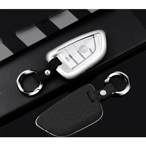 For BMW X1 X2 X3 X4 X5 X6 Series Styling Accessories Leather+Zinc Alloy+TPU Car Key Fob Holder Cover Keychain Shell Protector