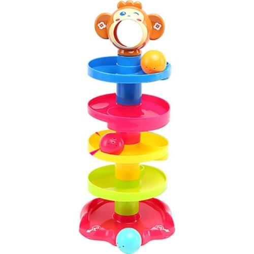 Hand Catching Tactile Ball Roll Swirling Tower Child Baby Infant 5 Layer Includes 3 Spinning Acrylic Activity Balls Ramp Toy