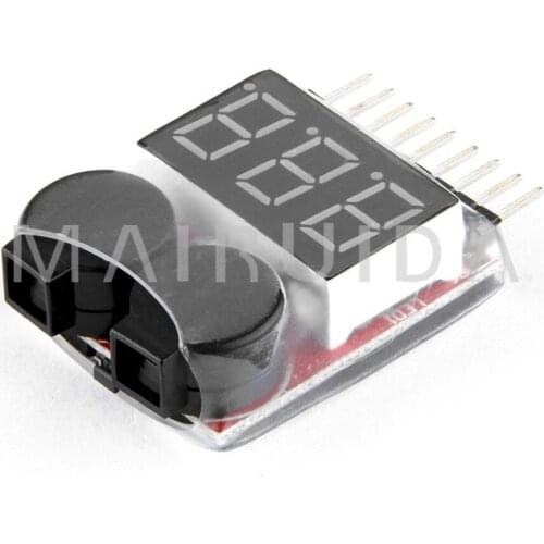 1-8S Lipo/Li-ion/Fe Battery Voltage 2IN1 Tester Low Voltage Buzzer Alarm Brand New